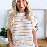 Short Sleeve Open Knit Sweater Top