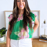 Floral Print Flutter Sleeve Top