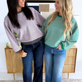 Striped Contrast Trim Sweatshirt