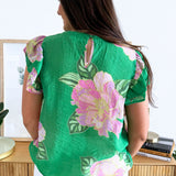 Floral Print Flutter Sleeve Top