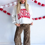 Leopard Contrast Trouser Red Panel