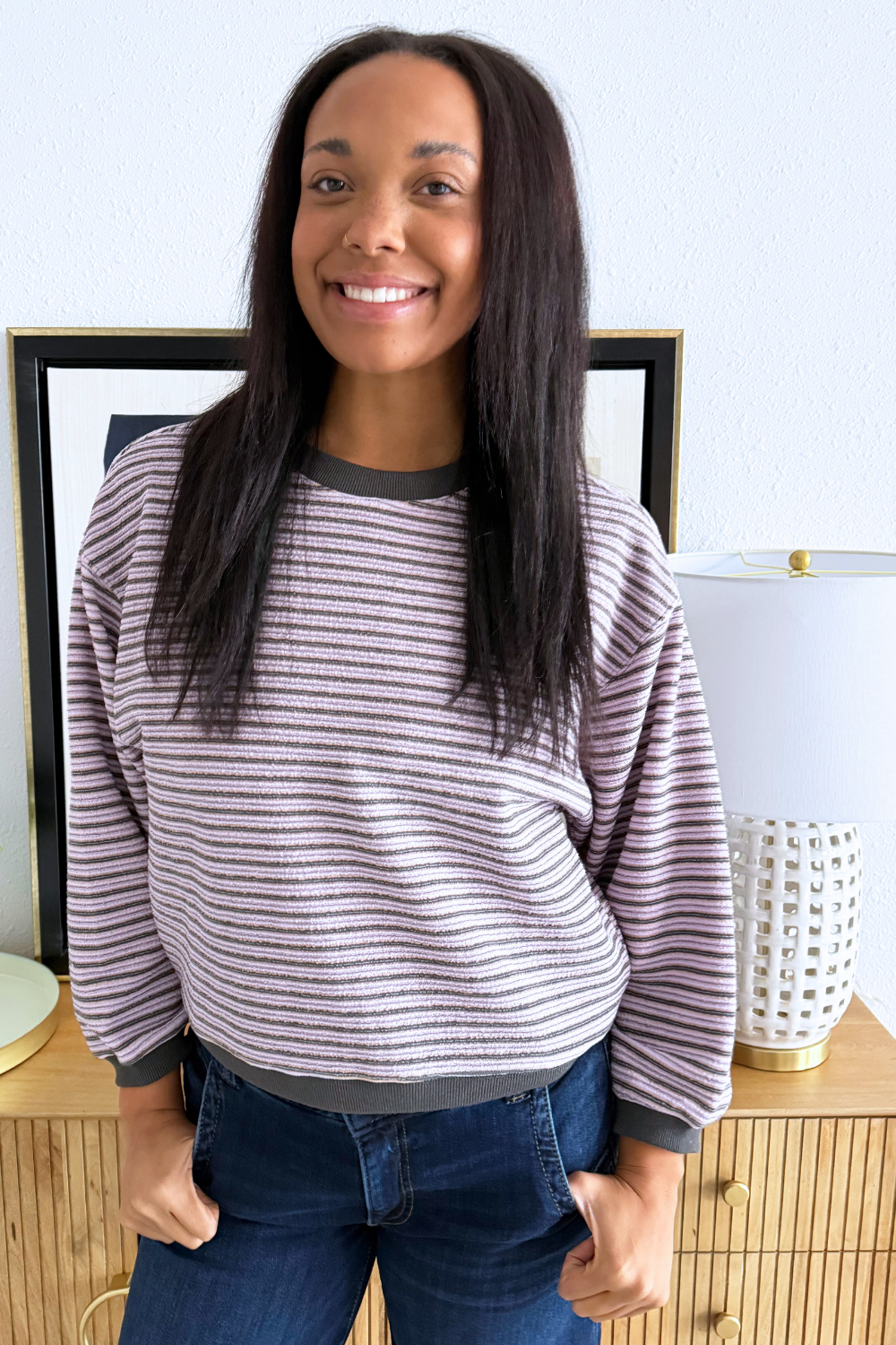 Striped Contrast Trim Sweatshirt