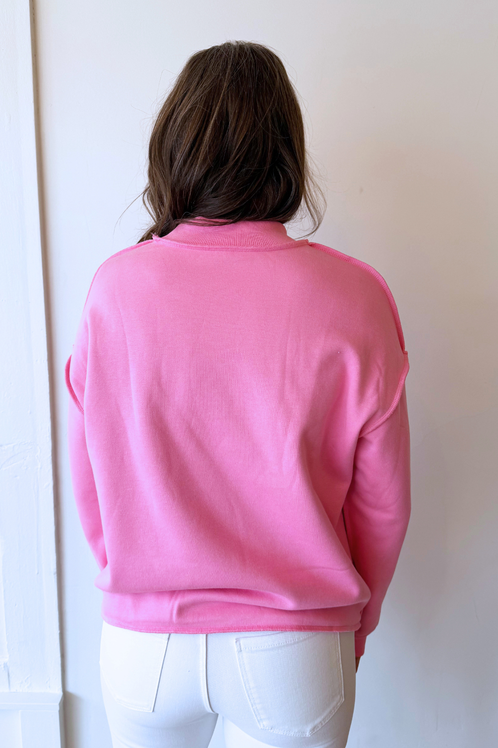 Oversize Drop Shoulder Reversible Mock Neck Sweatshirt - The 308 Boutique