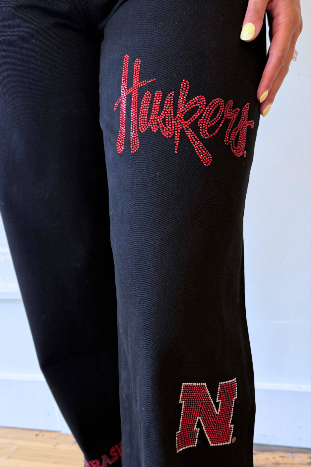 Nebraska Alpha Bling Wide Leg Jeans
