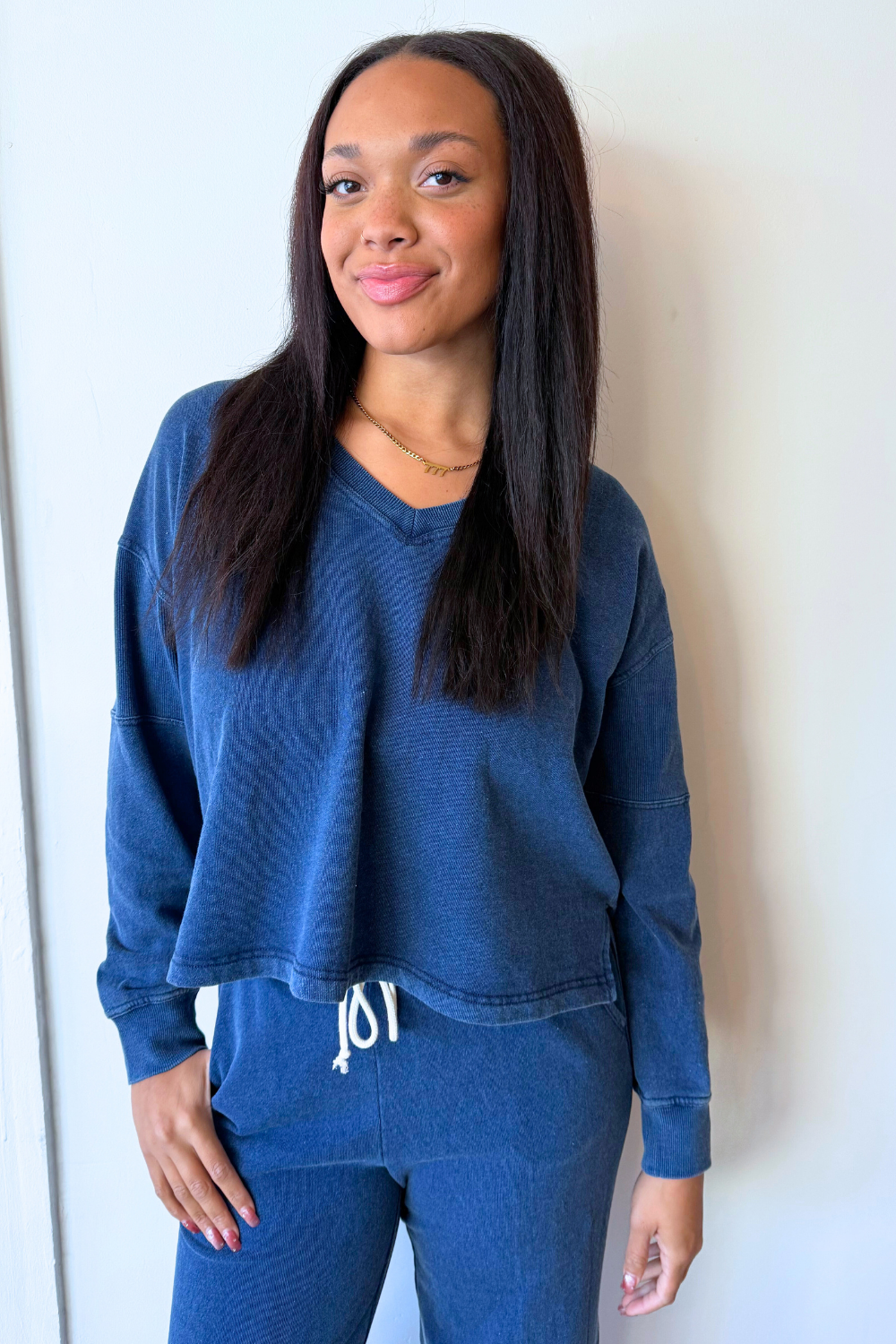 Delphine Knit Denim Sweatshirt