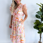 Flutter Sleeve V-Neck Midi Dress - The 308 Boutique