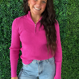 Quarter Zip Turtleneck Top