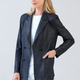Liquid Leather Double Button Blazer