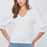 Puff Sleeve V-Neck Sweater
