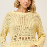 Light Weight Open Knit Scallop Hem Sweater