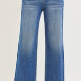 High Rise Relaxed Fit Ankle Straight Jeans with Cuff