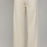 Linen Blend Drawstring Waist Wide Leg Pants