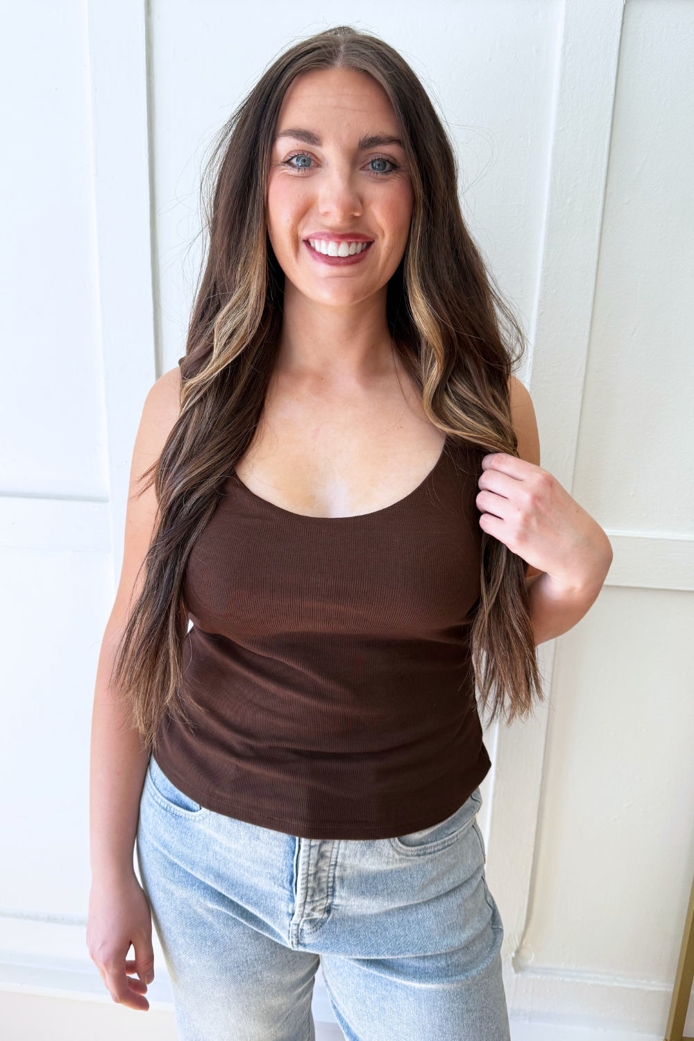 Sleeveless Built in Bra Knit Top