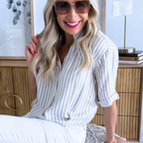 Donna Top W/ Front and Back Pleat, Rolled Up Sleeve