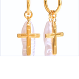 Karly Cross Huggie Hoops