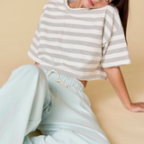 Violet Round Neck Short Sleeve Crop Top