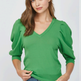 Puff Sleeve V-Neck Sweater