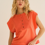 Buttoned Placket Knit Summer Top