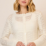 Open Light Quilt Knit Cardigan