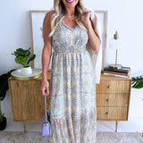 Sleeveless Smocked Waist Woven Maxi Dress