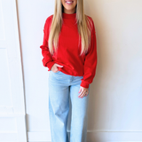 Oversize Drop Shoulder Reversible Mock Neck Sweatshirt - The 308 Boutique