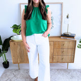 Meg High Rise Front Pin Tuck Hem Wide Leg