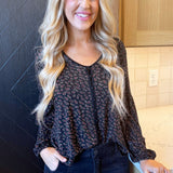 Long Sleeve Button Front Knit Top