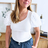 3D Floral Short Sleeve Knit Top