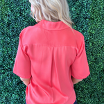 Short Sleeve Camp Collar Woven Blouse - The 308 Boutique