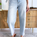 High Rise Crop Barrel Jeans