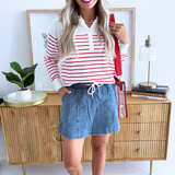 Striped Long Sleeve Henley Top