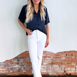 Short Sleeve Camp Collar Woven Blouse - The 308 Boutique