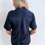 Short Sleeve Camp Collar Woven Blouse - The 308 Boutique