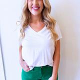 Cotton Jersey V Neck T-Shirt