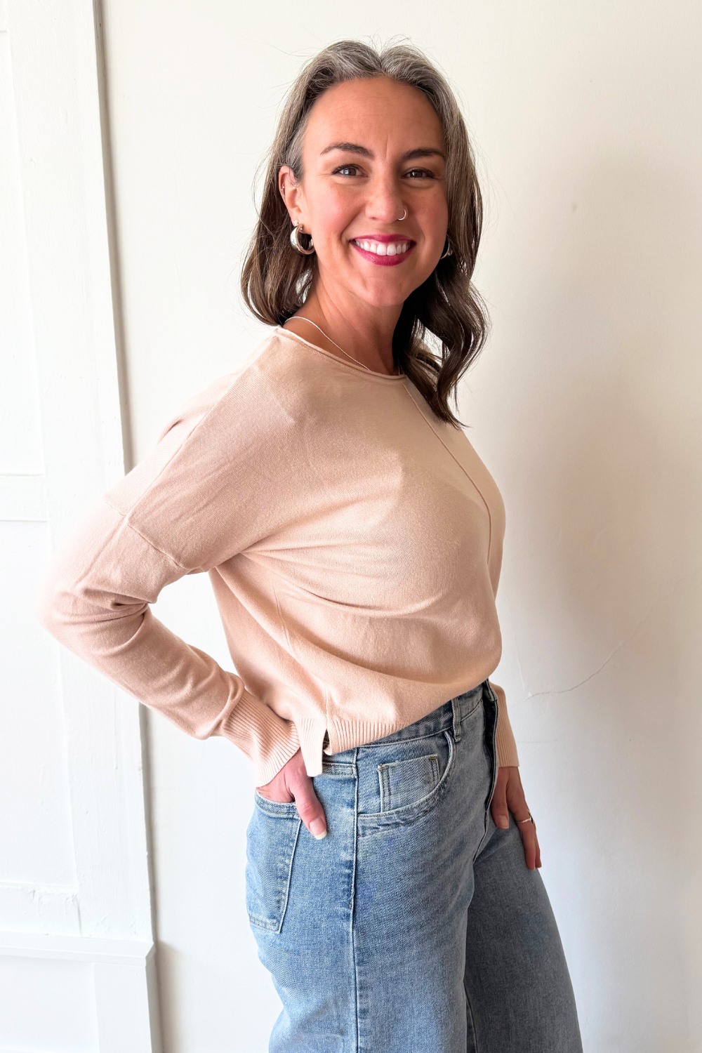 Center Seam Boat Neck Sweater - The 308 Boutique