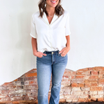 Short Sleeve Camp Collar Woven Blouse - The 308 Boutique
