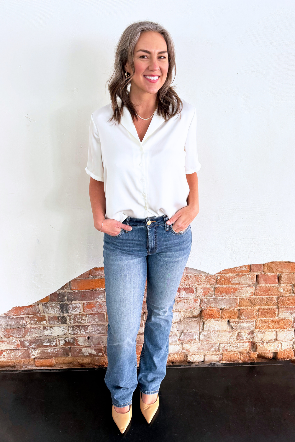 Short Sleeve Camp Collar Woven Blouse - The 308 Boutique