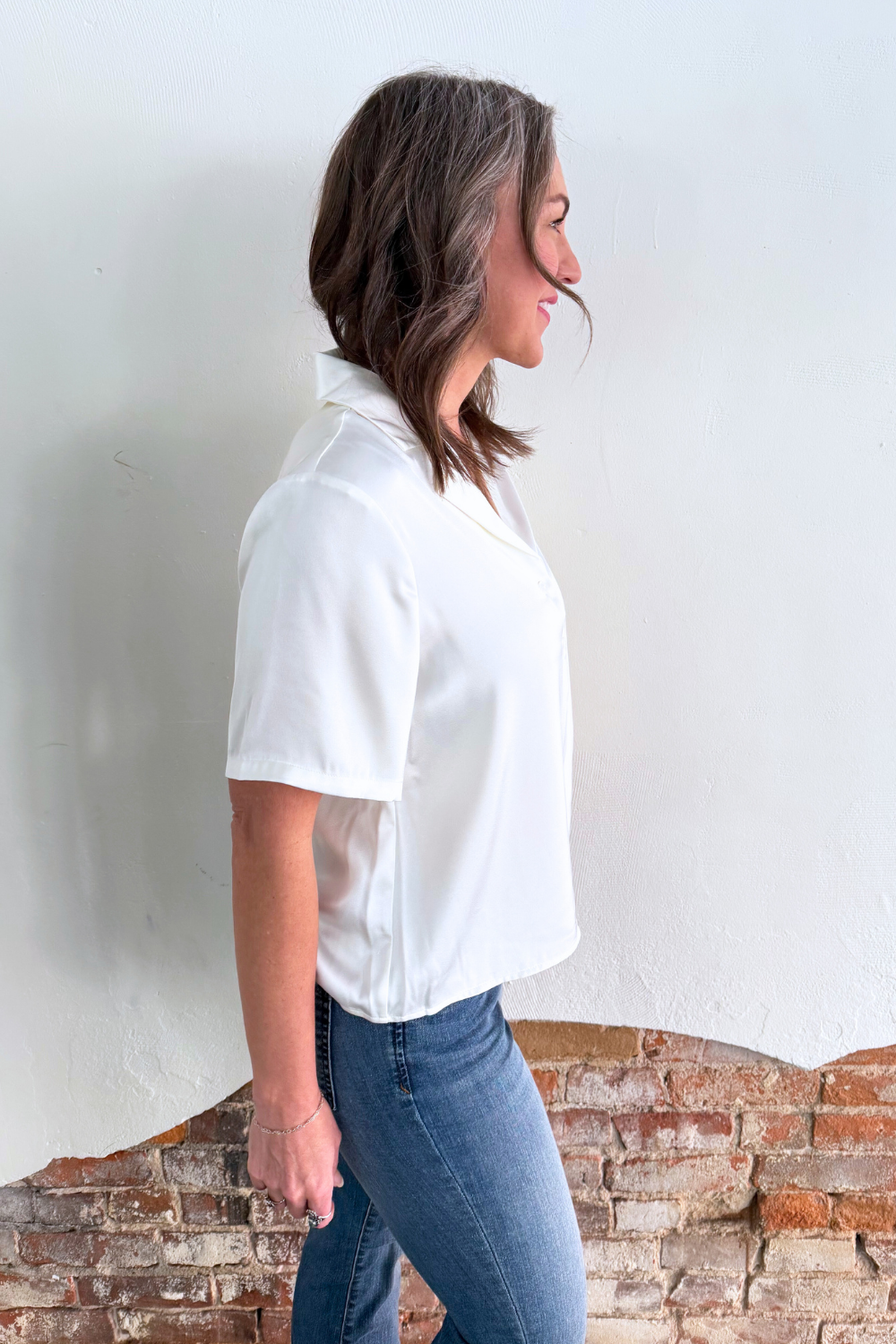 Short Sleeve Camp Collar Woven Blouse - The 308 Boutique