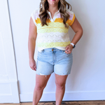 Color Striped Ponte Polo Sweater - The 308 Boutique