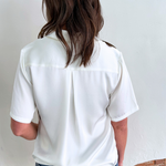 Short Sleeve Camp Collar Woven Blouse - The 308 Boutique