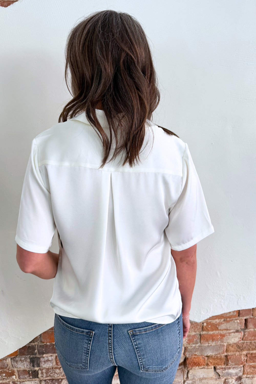 Short Sleeve Camp Collar Woven Blouse - The 308 Boutique