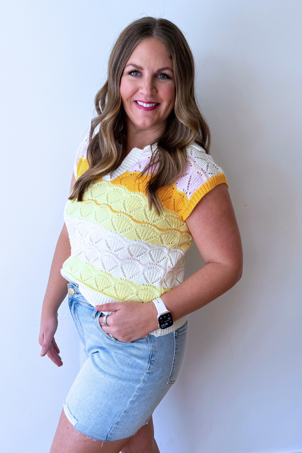 Color Striped Ponte Polo Sweater - The 308 Boutique