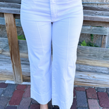 Meg High Rise Front Pin Tuck Hem Wide Leg