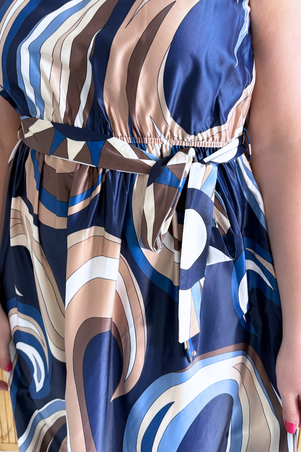 Sleeveless Swirl Print Midi Dress