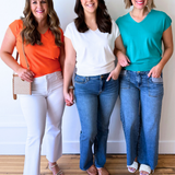 Relaxed Fit Short Sleeve V Neck Top - The 308 Boutique
