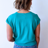 Relaxed Fit Short Sleeve V Neck Top - The 308 Boutique
