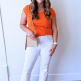 Relaxed Fit Short Sleeve V Neck Top - The 308 Boutique