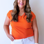 Relaxed Fit Short Sleeve V Neck Top - The 308 Boutique