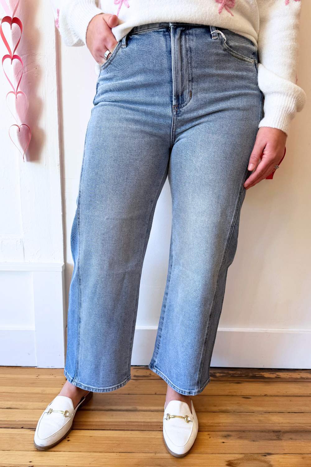 Luna High Rise Crop Bowed Denim - The 308 Boutique