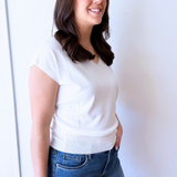 Relaxed Fit Short Sleeve V Neck Top - The 308 Boutique